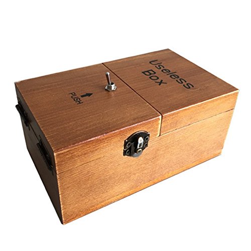 Run Useless Box Turns Itself Off Turns Itself Fully Assembled On in Wooden Box (dark brown)