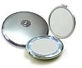 Lighted Jeweled 10x/1x Compact Mirror with Swarovski Crystals Silver