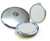 Lighted Jeweled 10x/1x Compact Mirror with Crystals Silver