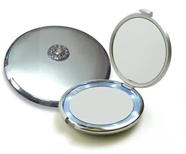 Lighted Jeweled 10x/1x Compact Mirror with Swarovski Crystals Silver