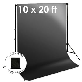 Double Muslin Photo Studio Black Muslin Backdrop Background Support Stand, LimoStudio