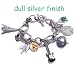 Travel Theme Multichain Matte Silver Charm Bracelet Globe, Eiffel Tower, Wine Bucket, Beach, Horseshoe & Guitar Charms