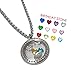 Set Locket Necklace with Floating Charms - Genuine 316L Stainless Steel Magnet Closing +12 Heart Charms+ 3 Christian Charms + 20