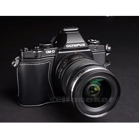 Genuine real COW leather half case bag for Olympus OM-D OMD EM5 E-M5 camera black color
