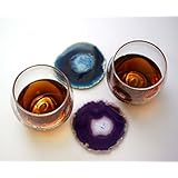 Moontree Natural Sliced Agate Coaster with Whiskey Glass Whiskey Decanter Wine Glasses