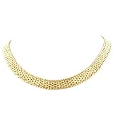 14K Yellow Gold 11mm Brick Link Necklace w/ Shiny Trim - 17''