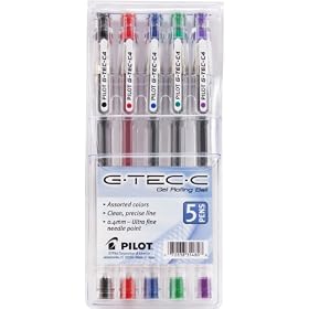 Pilot G-Tec-C Gel Rolling Ball Pen, Ultra Fine Point, 5-Pack Pouch, Black/Blue/Red/Green/Purple Inks (35480)
