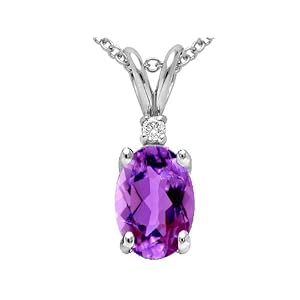 Buy 1.02 cttw Genuine Amethyst and Diamond Pendant - 14kt White Gold LIFETIME WARRANTY by Finejewelers