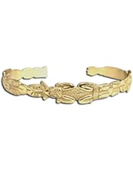 14K Yellow Gold Northwest Coast Native American Medium Totem Bracelet. Made in USA.