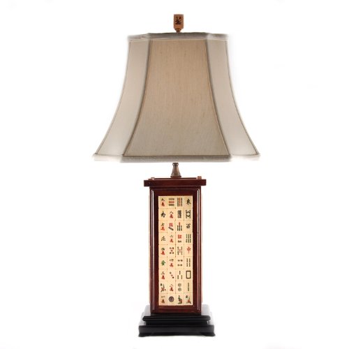 Mah Jong Tiles Encased in Wood Table Lamp