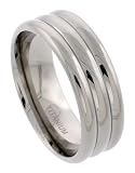 Titanium 9 mm (3/8) Polished Comfort Fit Band with 3 Dome Pattern