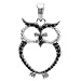 Sterling Silver Round Black Diamond Ladies Owl title=