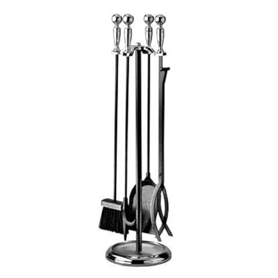 Portland Willamette 4123-0532-33 5 Piece Fireplace Tool Set Gold Vein and Satin Black