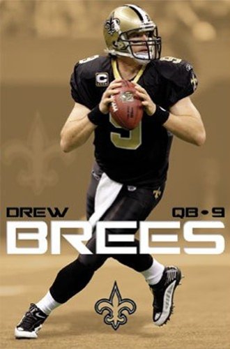 (22x34) New Orleans Saints (Drew Brees with Football) Sports Poster Print