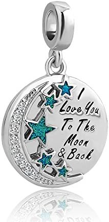 Blue Green I Love You To The Moon And Back Charm Clear Wihte Crystal New Jewelry Sale Cheap Beads Fit Pandora Bracelet