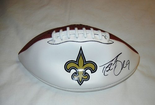 Drew Brees Autographed New Orleans Saints Logo Football W/PROOF, Picture of Drew Signing For Us, New Orleans Saints, Super Bowl Champions, Super Bowl XLIV MVP, San Diego Chargers, Purdue Boilermakers