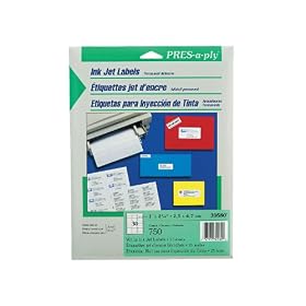 Avery 30580 Pres-A-Ply Inkjet Address Labels 1 x 2-5/8 White 750 Pack