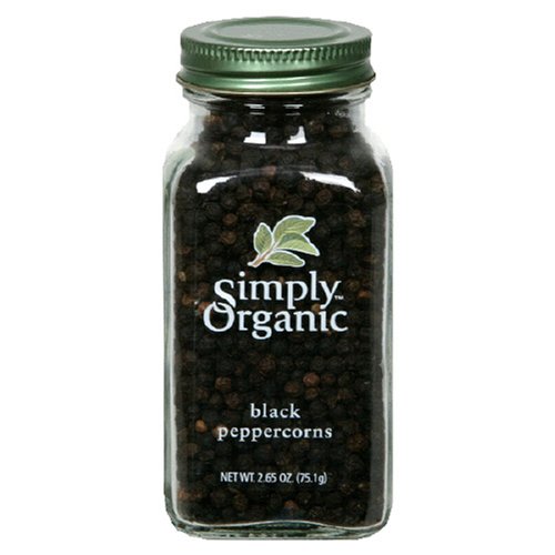 Simply Organic Peppercorns, Black Whole Certified