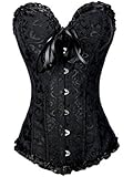 Lttcbro Women's Jacquard Fabric Plastic Boned Overbust Corsets with G-string