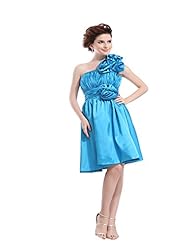 Strapless Taffeta One Shoulder Knee Length Evening Dress/Quinceanera Dress 