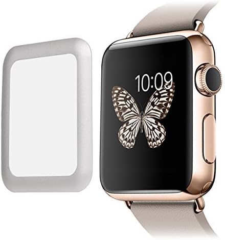Link Dream - Apple Watch 38mm Screen Protector [Full Screen Coverage] Anti-Bubble Ultra HD Shield with Lifetime Replacements, Premium Tempered Glass Screen Protector, Real Apple Wtach Tempered Glass(Silver)