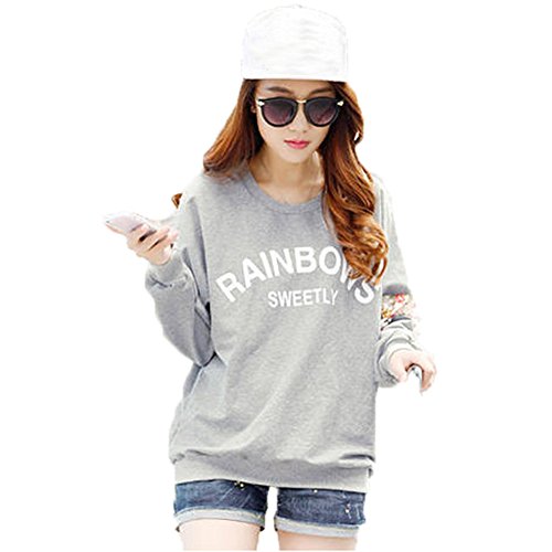 JiTM Women's Floral Lace Stitching Crewneck Long Sleeve sweatshirt
