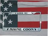 CHROME LASER ENGRAVED LICENSE PLATE FRAME MAINE COON CAT