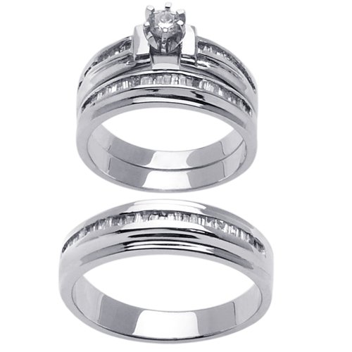 Trios Wedding Band With Comfort Fit 14K White Gold Can Also Be Made In Platinum or Other Colors 18K And 24K Is Also Available 1.49ct tw SI1 Clearity and H or I Color