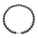 Sterling Silver 12mm Round Black Shell Pearl Necklace, 18