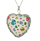 Silver & Swarovski Crystal Encrusted Clear Rainbow Heart Pendant
