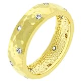 6mm Round Cut Cubic Zirconia CZ 14k Gold Plate Dimpled Wedding Band (Size 5,6,7,8,9,10)