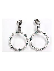 1.25 cttw 14k White Gold Blue Diamond Hoop Earrings Custom Made In America (Real Diamonds: 1.25 cttw, Diameter: 21 MM)