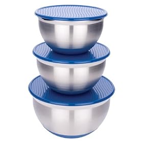 MIU Stainless Steel Mixing Bowl Set with Blue Lids 3-pc.