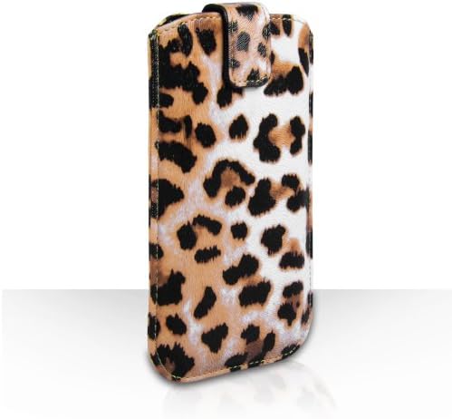 Yousave Accessories Huawei Ascend G6 Case Leopard PU Leather Auto Return Pull Tab Pouch Cover With Micro USB Cable And Car Charger