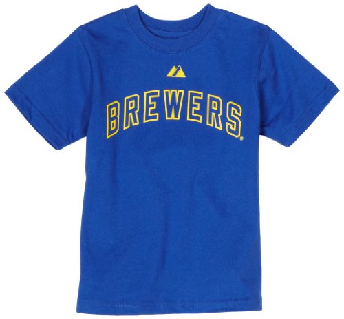 MLB Boys' Milwaukee Brewers Ryan Braun Name & Number Tee (Royal, 7)