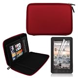 Red 7 Inch EVA Hard Shell Cover Case + LCD Screen Protector for Coby MID7012 7-Inch Kyros Android Touchscreen Tablet