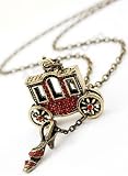 JA109 Vintage Classic Car & High Heel Pendant Necklace, Long Bronze Necklace