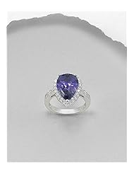 Purple CZ Ring In 92.5 Sterling Silver
