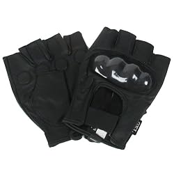 New Carbon Knuckles Fingerless Padded Leather Gloves * Medium