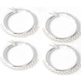 4 15 Loop Hoop Earrings 25mm Sterling Silver Italy Part
