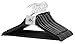 Florida Brands 48 Pack Solid Black Wood Suit Hangers | Standard Size Suit Hangers with Non Slip Bar and Precisely Cut Notches| Polished Chrome Hook |Durable Wooden Hangers