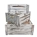 Admired By Nature Distressed Decorative Set of 3 Rectangle Storage Gift Wood Crates, A. Rustic White
