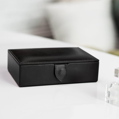 Small Leather Jewelry Box with Snap Closure - 6.5W x 1.75H in.