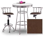 Chrome Bar Table & 2 Chrome Adjustable 24"-29" Embossed Light Floral Fabric ....
