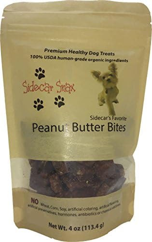 Sidecar Snax PREMIUM 100% USDA organic ingredients Peanut Butter Bites dog treats (4 oz) baked in Florida