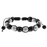 Iced White 10Mm Crystal Ball Adjustable Bling Bracelet + Gift Box
