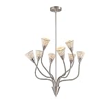 Lite Source LS-19488L/MOS Eight Light Mosaic Chandelier in Polished Steel with Light Beige Glass