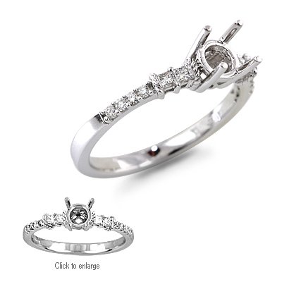0.19 CT DIAMOND ENGAGEMENT STYLE RING SETTING MADE IN 18K WHITE GOLD