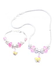 Pram Charm Bracelet and Necklace Gift Set Girls Pandora Style