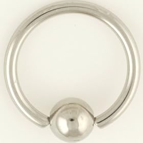 One Stainless Steel Captive Bead Ring: 16g 5/16", Stainless Steel Bead: 3mm